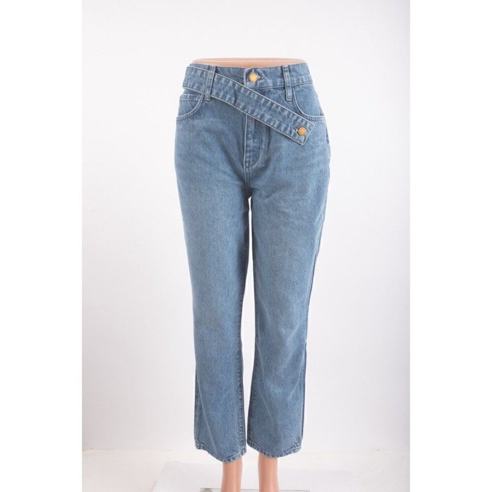 Triarchy Womens Recycled Crossover Cropped Jeans Indigo US 8 Waist 29 NEW